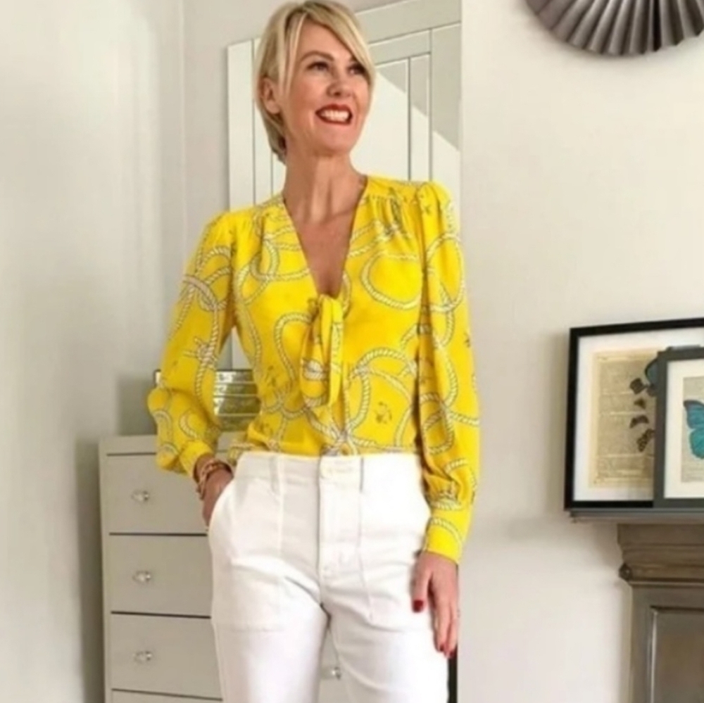 CAbi Yellow Reef Knot Nautical Blouse size small NWOT‎ - Picture 4 of 9